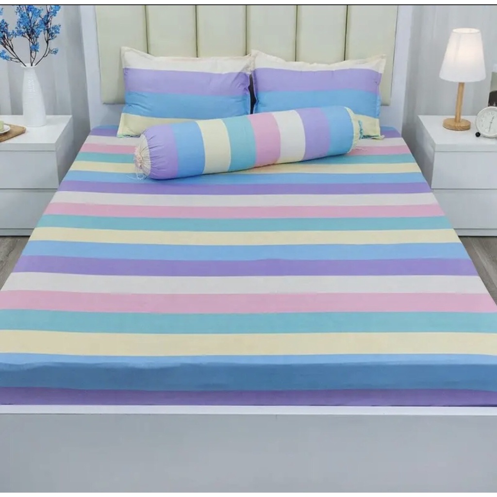 Ga gối cotton poly, ga kèm gối cotton bo chun bọc đệm size 1m6 và 1m8 nhiều mẫu tặng kèm 1 vỏ ôm cùng mầu