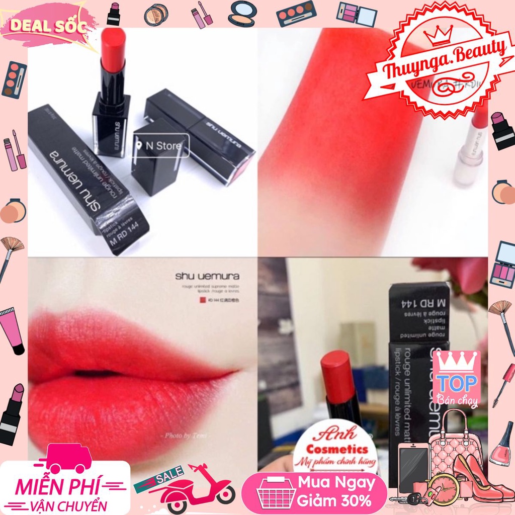 ❌ ✿ Son SHU UEMURA 144 vỏ đen  #THUYNGA.BEAUTY.SHOP# #CHÍNH HÃNG 100%#