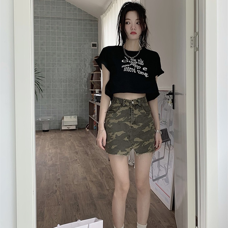 Chân Váy Denim Họa Tiết Rằn Ri Thời Trang Dành Cho Nữ