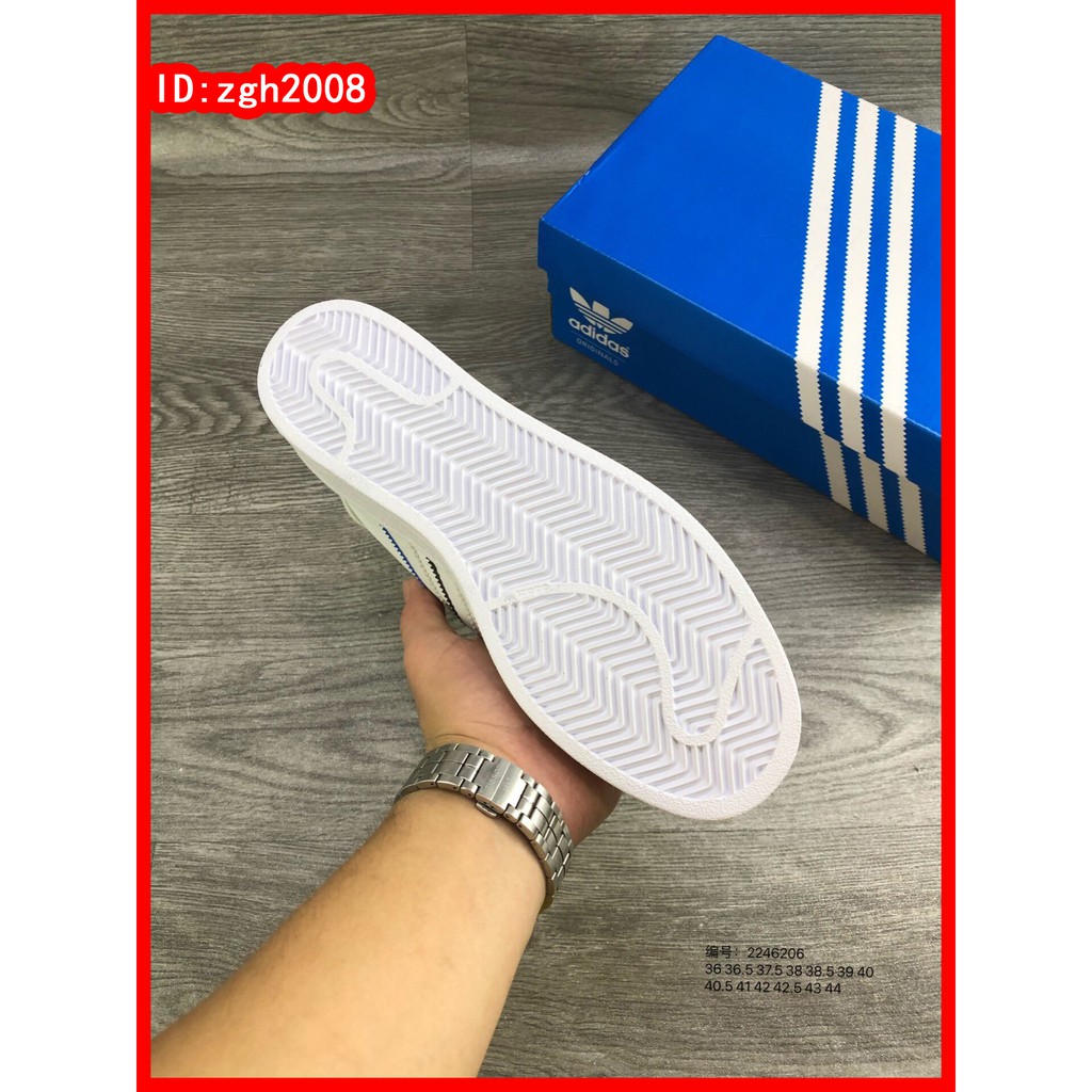 [Zgh2008] Giày sneaker da đế xuồng màu đỏ, đen và xanh da trời Adidas Superstar Slipon mùa hè