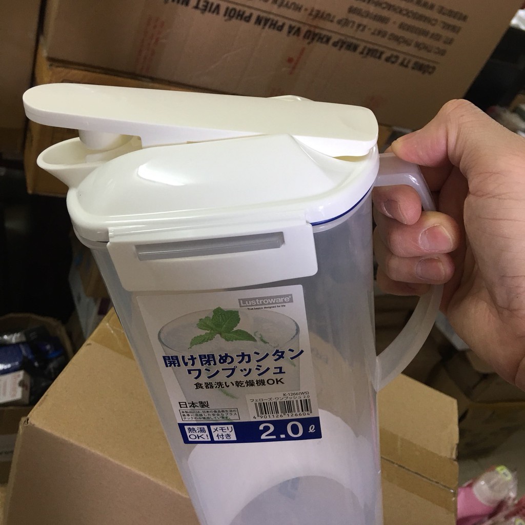 Bình nước Lustroware Nhật Bản chịu nóng lạnh nhựa cao cấp, kháng khuẩn,chịu nhiệt 1,2L-2L-2.8L-3L hàng nhập chính hãng