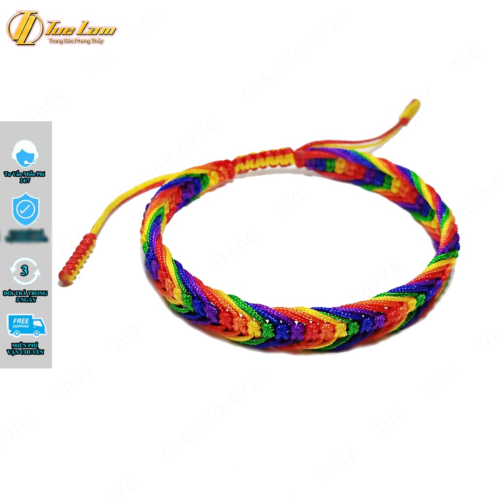 Vòng chỉ đeo tay nút thắt chỉ lục sắc cho các bạn cộng đồng LGBT - Tuệ Lâm