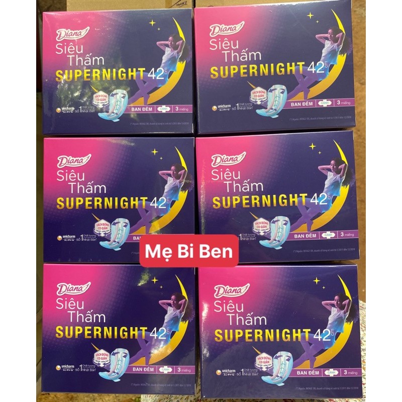 Băng Vệ Sinh Diana ban đêm Supernight 42cm, 3 miếng /1 hộp