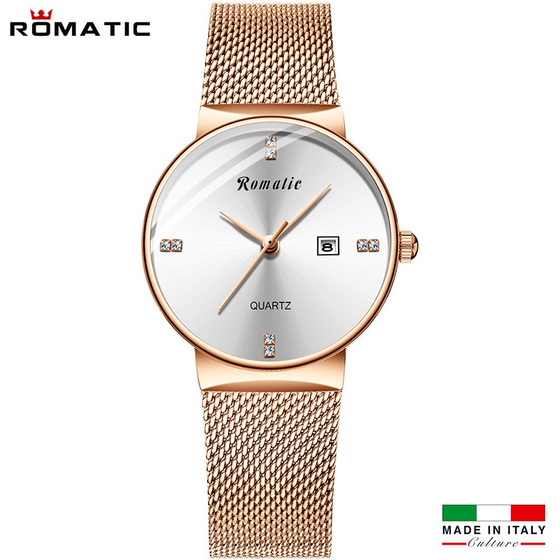 ĐỒNG HỒ NỮ ROMATIC ITALIA - DÂY TITANIUM SANG TRỌNG + TẶNG HỘP & PIN