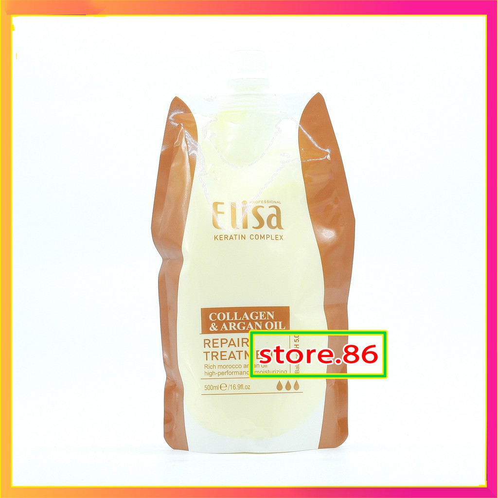 Ủ tóc collagen ELISA kem ủ tóc dầu ủ tóc hấp phục hồi tóc COLAGEN ARGANOIL ELISA túi 500ml hàng chính hãng