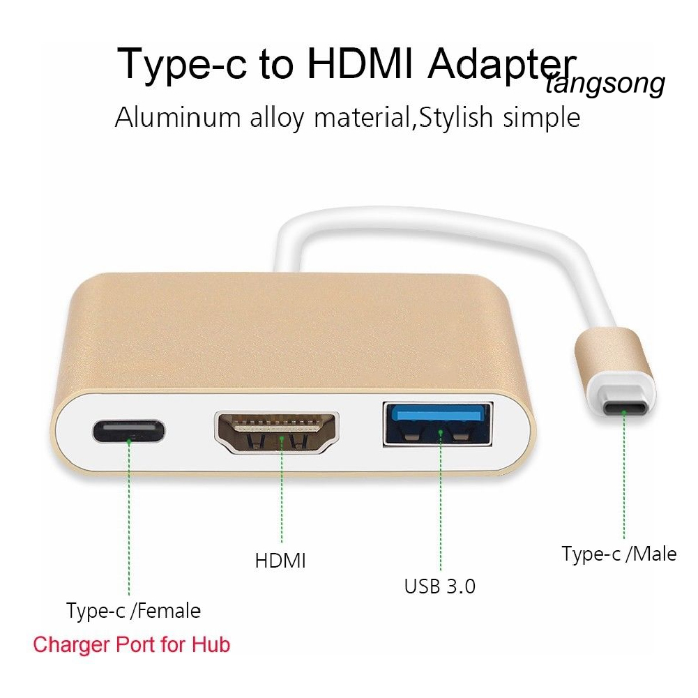 Cáp Chuyển Đổi Ts-3 Trong 1 Usb 3.1 Type C Sang 4k Hdmi-Compatible Usb 3.0