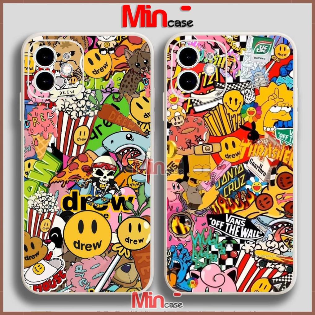 Ốp lưng iPhone Drew cạnh viền vuông silicon mềm dẻo cho iphone 6/6s/7/8/X/XS/XR/11/12/13 Pro Plus Max cute dễ thương đẹp