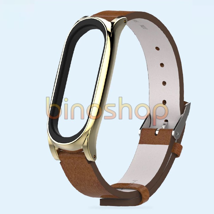 Dây đeo Mi band 5 da PU viền cong PLUS chính hãng Mijobs - dây đeo thay thế miband 5 da phiên bản PLUS