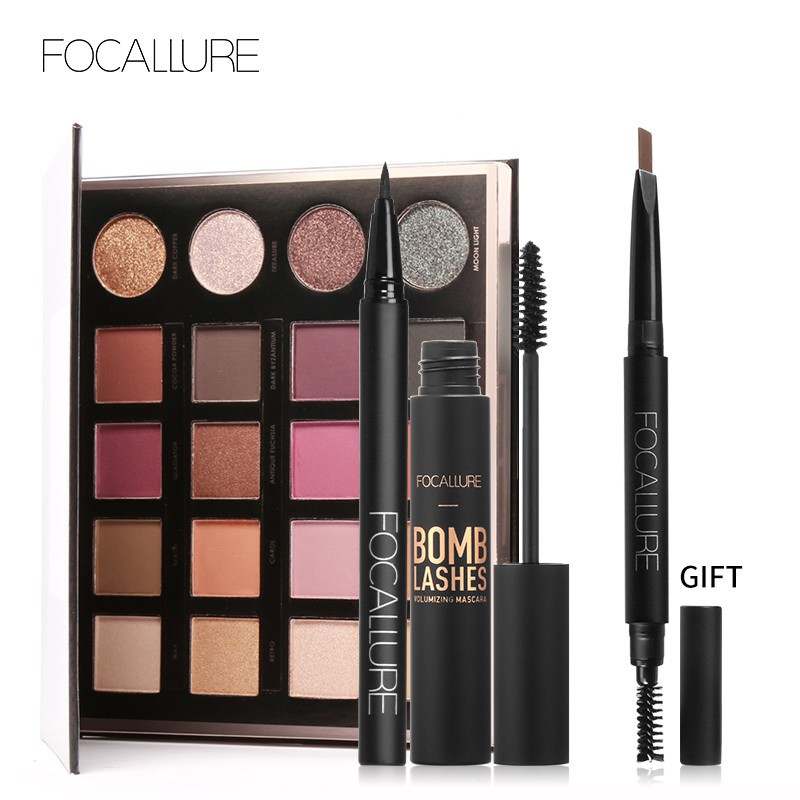 Bảng phấn FOCALLURE kèm bút kẻ mắt/mascara