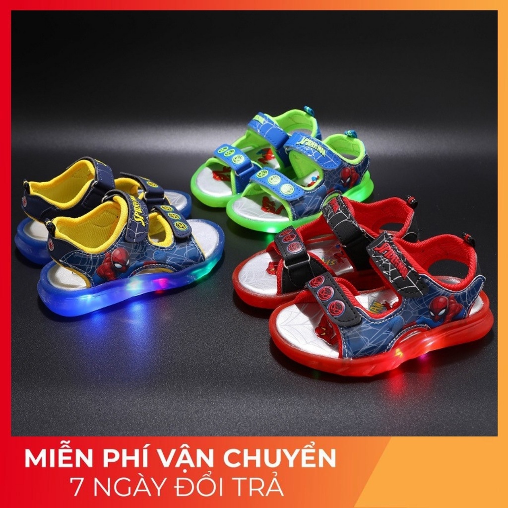 Dép sandal Quảng Châu cao cấp in hình Siêu Nhân đèn LED Z-318 cho bé size 21 đến 31