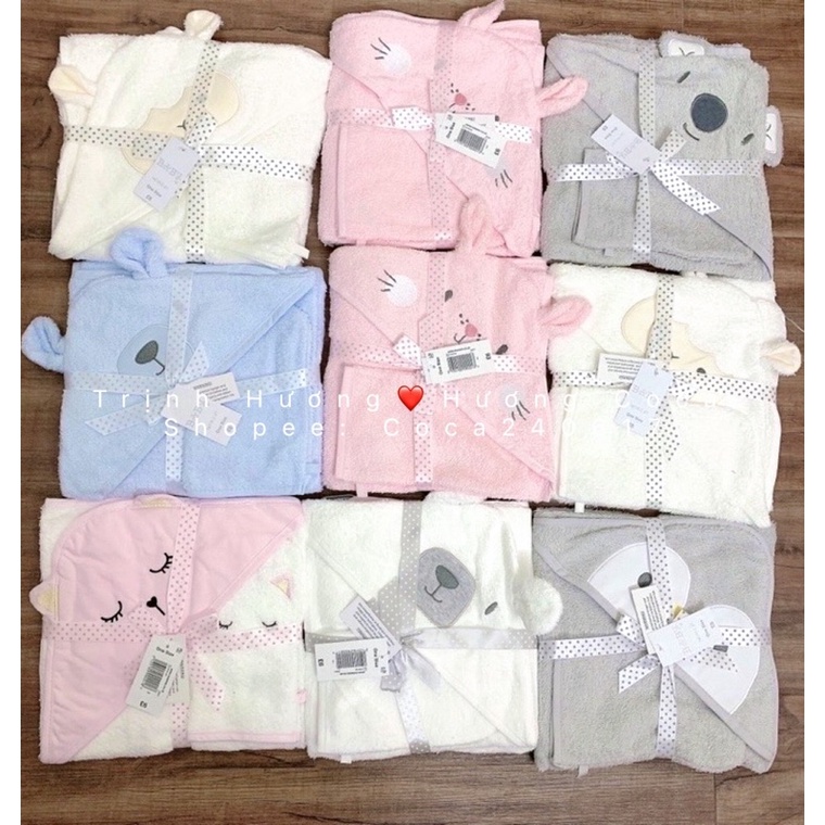 Set khăn tắm mềm mịn kèm bao tay chà lưng cho bé săn sale