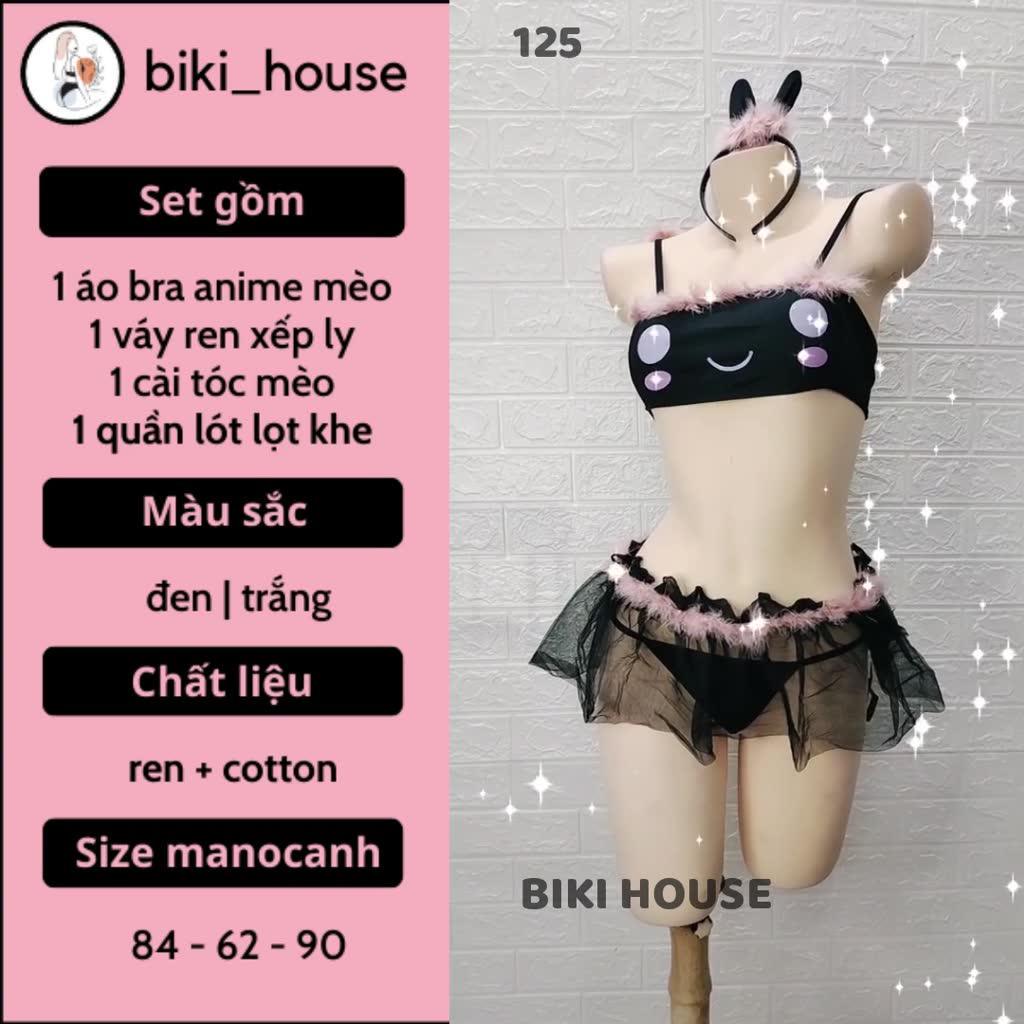 Cosplay mèo đen ren xuyên thấu sexy dễ thương đồ ngủ hóa trang mèo trắng anime cute gợi cảm BIKI HOUSE N726 - TPHCM | BigBuy360 - bigbuy360.vn