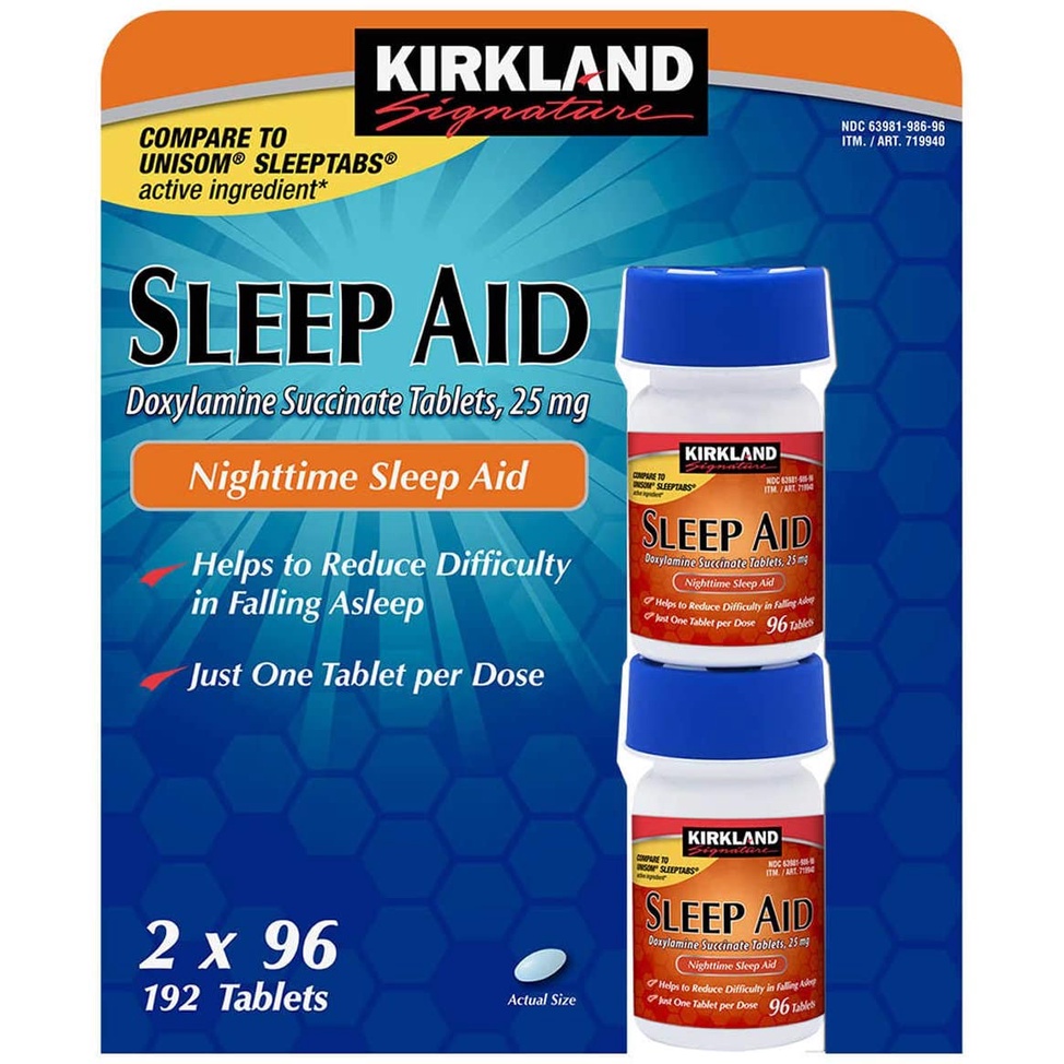 Viên uống hỗ trợ giấc ngủ ngon Kirkland Sleep Aid 25mg 96 viên