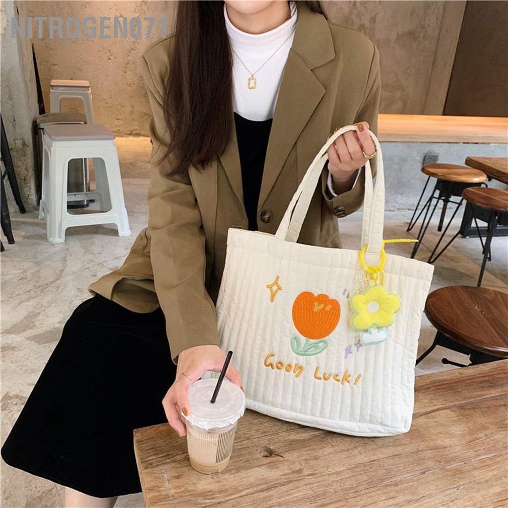 Túi tote vải Túi Canvas Đeo Vai Thêu Họa Tiết Đơn Giản Thời Trang Cho Nữ