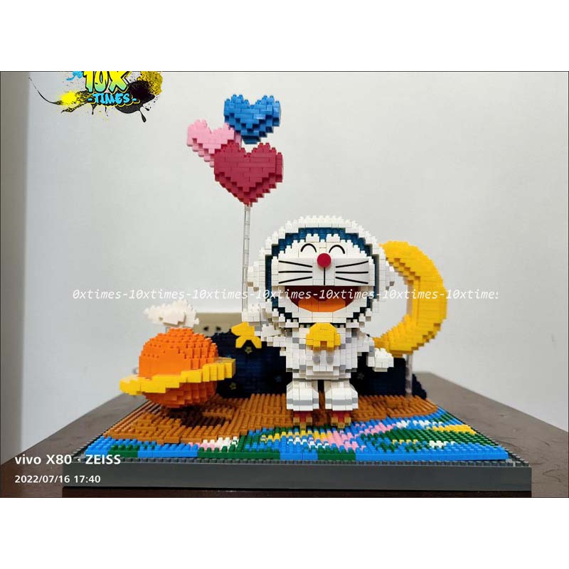 Mô hình lắp ráp doraemon phi hành gia có đèn led decor tặng sinh nhật bạn trai bạn gái 10xtimes