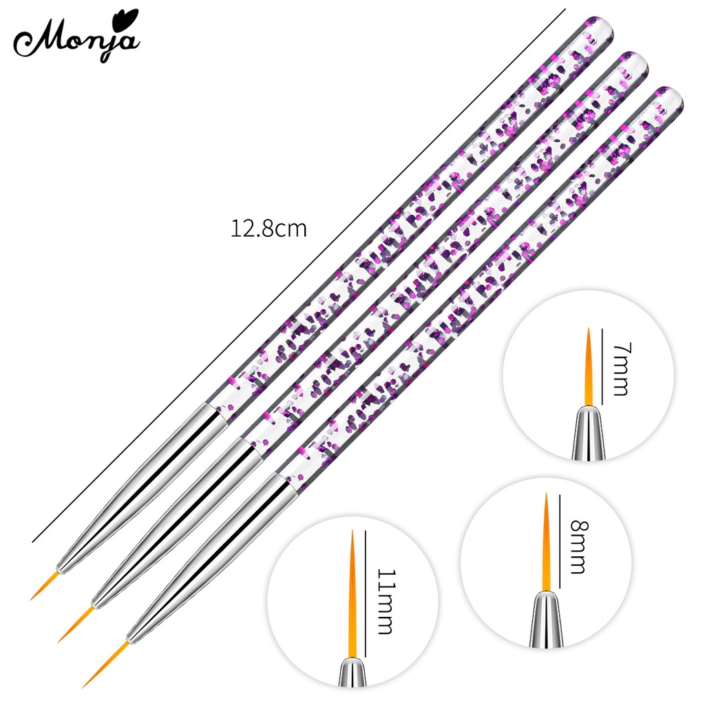 Set 3 cọ vẽ đường nét trang trí móng tay nghệ thuật MONJA chuyên dụng