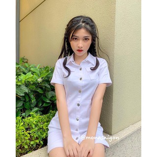 Đầm sơ mi kaki MONÁ - HEBE TRẮNG