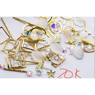 đá mắt mèo charm set tráng trí móng nail