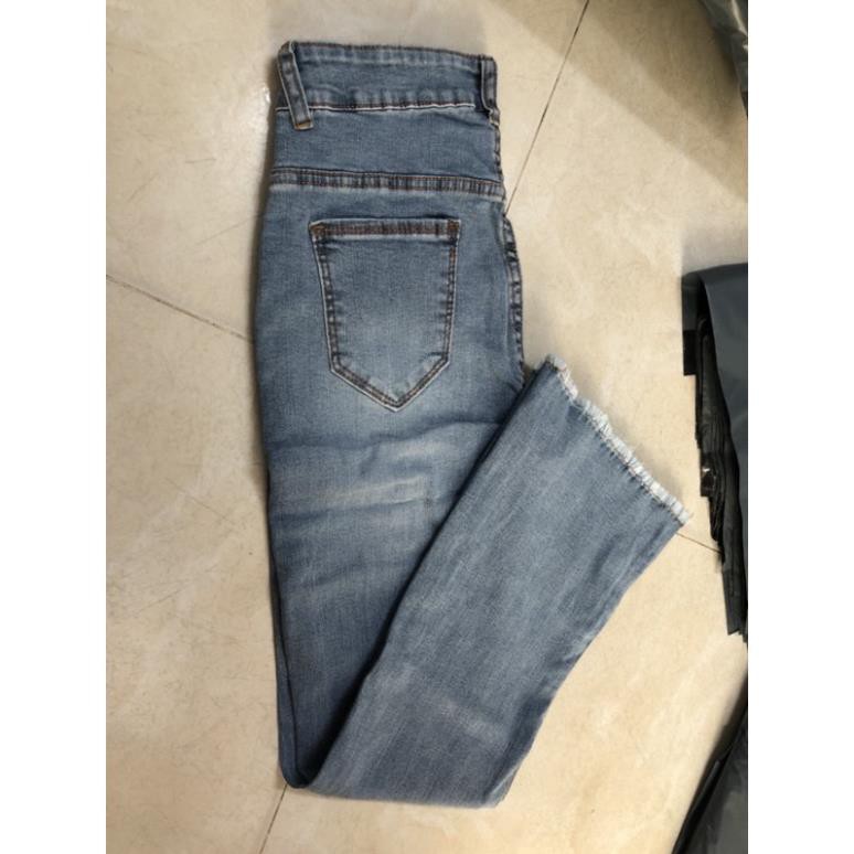 6/6 Quần jeans 9 tấc nữ ống loe rách cao cấp  ྇