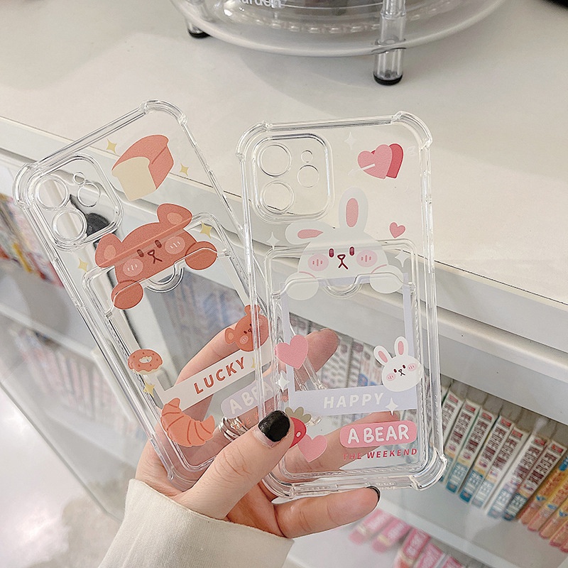 Ốp điện thoại iphone trong túi đựng thẻ gấu lucky 6/6s/6plus/6splus/7/7plus/8/8plus/xs/11/12/13/14/pro/max/plus/promax T