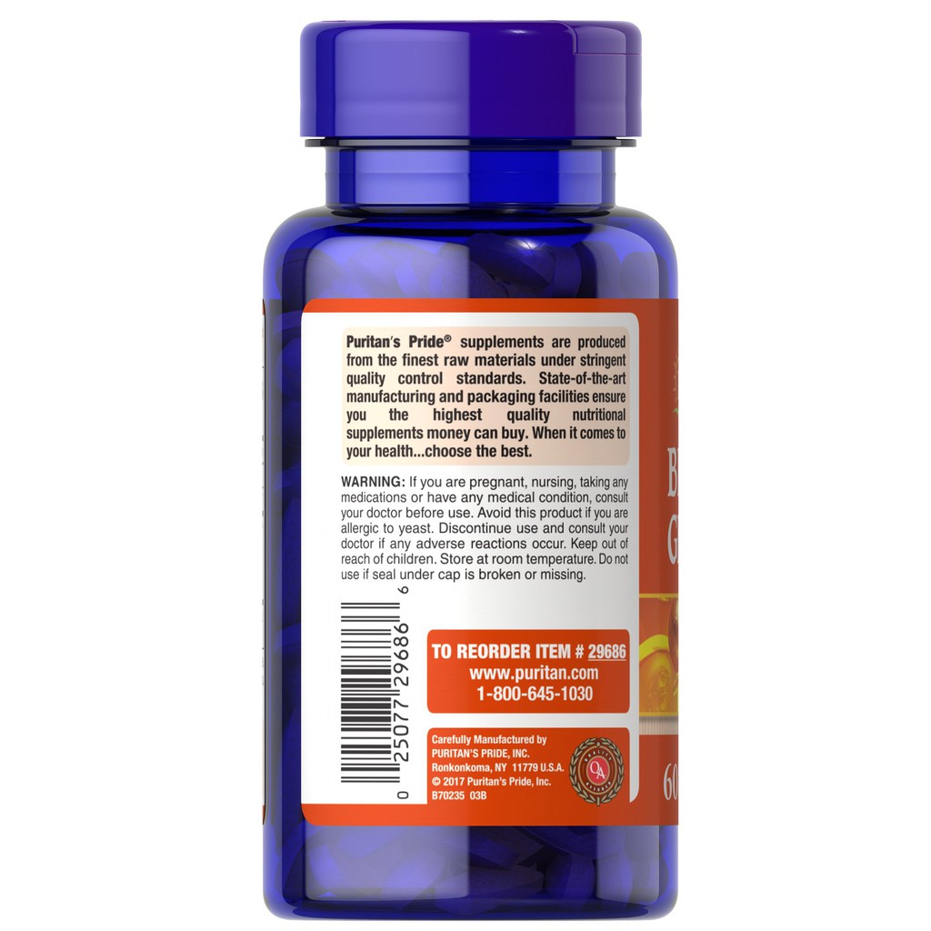 Viên uống tăng cường miễn dịch Puritan's Pride - BETA GLUCANS 1,3 60 viên