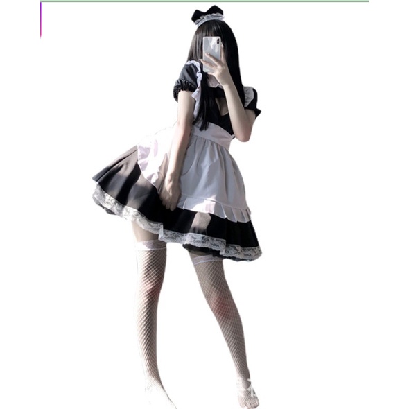 Maid đen ngắn cosplay hầu gái dễ thương kèm phụ kiện cho nữ Dinna 153