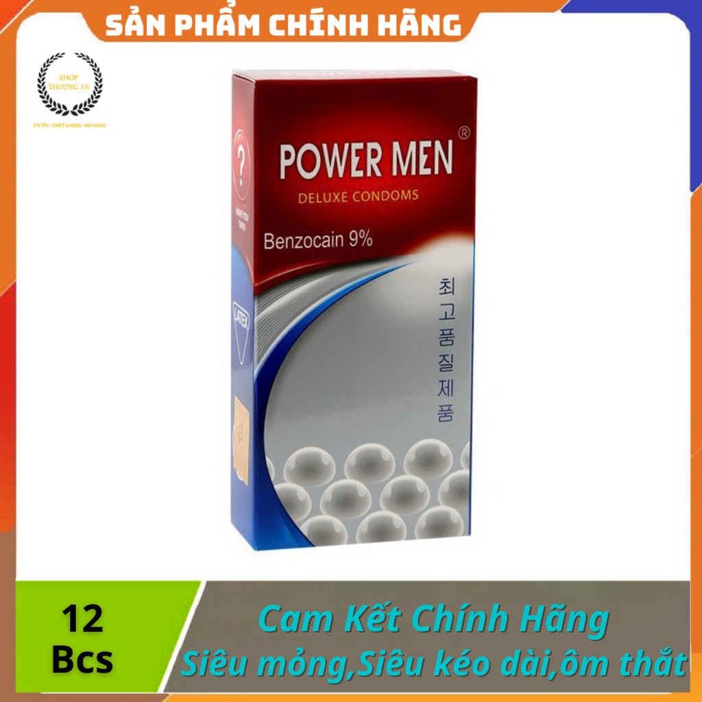 [ GIÁ SỈ ]- Bao Cao Su PowerMen Ngọc Trai, Siêu Mỏng, Gai Gân, Bi, Siêu Kéo Dài Thời Gian - Hộp 12 Chiếc