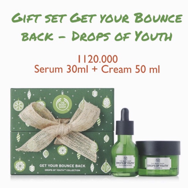 CHI ÂN HÈ Bộ sản phẩm The Body Shop Drops of Youth foam rửa mặt, essence, lotion, serum, kem dưỡng CHI ÂN HÈ