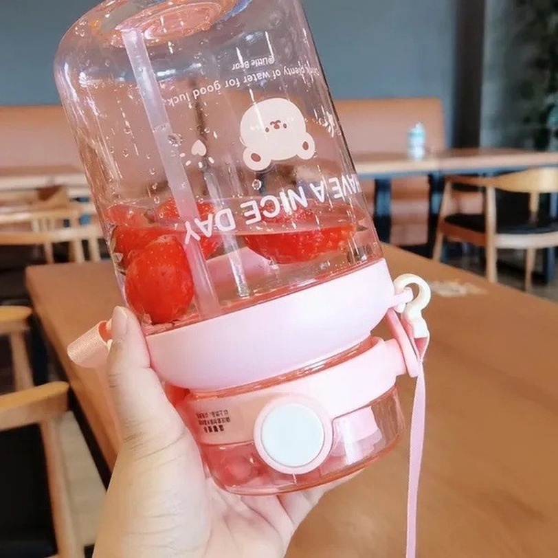 Bình Nước Thể Thao Dung Tích Lớn 1 L/1.3L Kèm Ống Hút Tiện Dụng