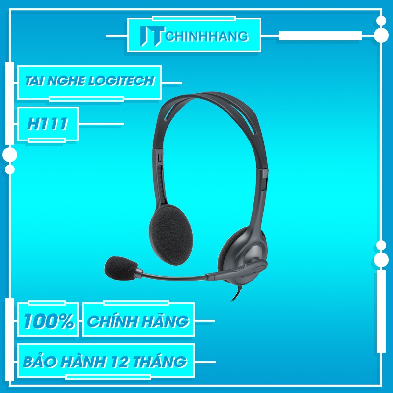 [Mã ELORDER5 giảm 10K đơn 20K] Tai Nghe Logitech H111 STEREO HEADSET - Hàng Chính Hãng