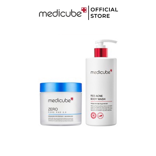 Set Sữa tắm Cho Da Mụn  Medicube Red Acne Body Wash & Toner Thu nhỏ Lỗ Chân Lông Medicube Zero Pore Pad