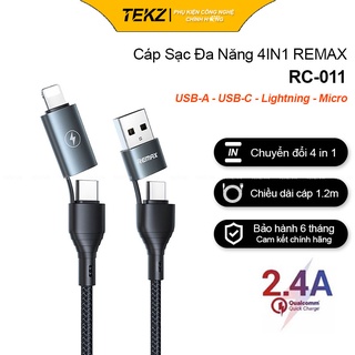 Cáp Sạc Nhanh Remax RC-011 Đa Năng 4in1 Thông Minh Siêu Bền Dùng cho iPhone, iPad, Samsung, Oppo, Huawei, Xiaomi
