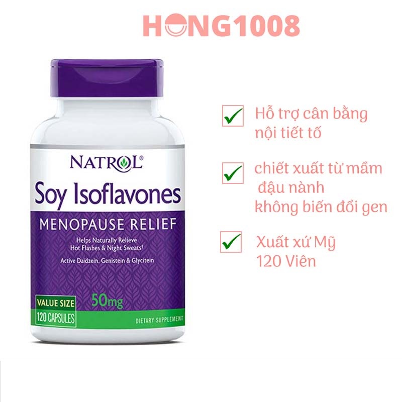 Viên Uống Natrol Soy Isoflavones 50mg Mầm Đậu Nành Cho Nữ 120 viên