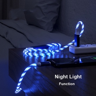 Cáp sạc Micro USB Type C có đèn LED cho Samsung Xiaomi iPhone