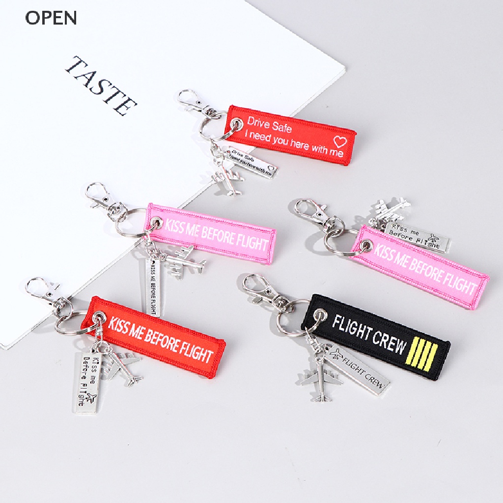 op Flight Keychain Set kiss before flight crew drive safe Aircraft metal carving my
