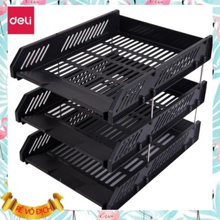 Giá tài liệu 3 ngăn Deli, Ghi xám - 1 chiếc - E9209