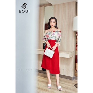 Chân váy dài lệch tà EOUI chất tuyết mưa cao cấp phong cách thanh lịch mặc đi làm, đi chơi, du lịch