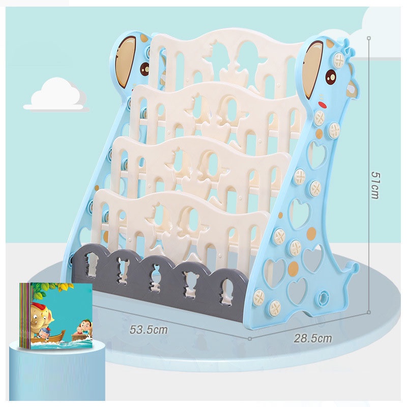 [Hàng Sẵn] Kệ sách trẻ em bằng nhựa Hoạt hình dễ thương kèm khay đựng đồ chơi đa năng【Tennessee052】