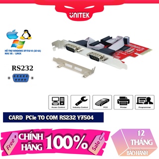 CARD PCIe TO COM RS232 CHÍNH HÃNG UNITEK (KÈM 2 PAY NHỎ ĐỂ LẮP MINI PC)
