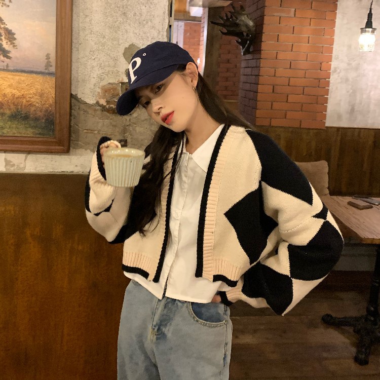 DUNEA Áo Khoác Cardigan Dệt Kim Dáng Rộng Kiểu Retro Mỹ 3 Màu Lựa Chọn