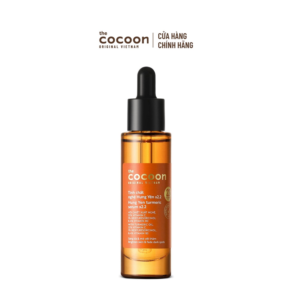 Tinh chất nghệ Hưng Yên x2.2  với 22% vitamin C sáng da chuyên sâu & mờ vết thâm Cocoon 30ml - Mỹ phẩm thuần chay