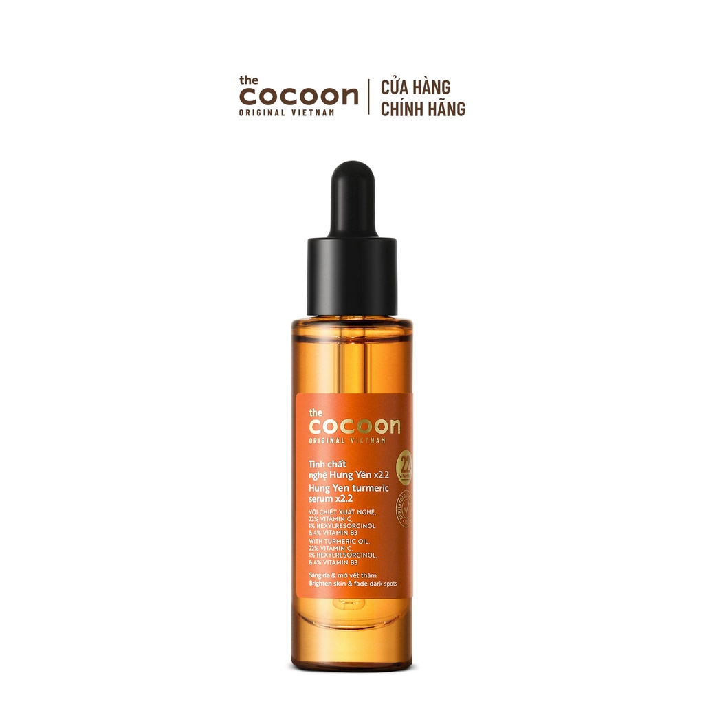 Tinh chất nghệ Hưng Yên x2.2 (serum) với 22% vitamin C sáng da chuyên sâu & mờ vết thâm Cocoon 30ml - Mỹ phẩm thuần chay