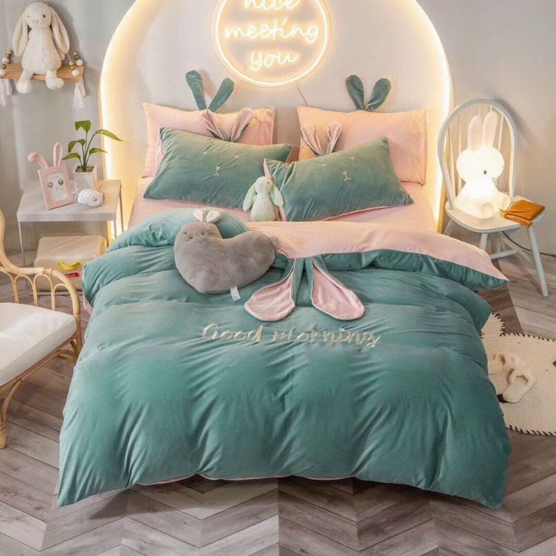 BỘ CHĂN GA GỐI NỈ NHUNG TAI THỎ CAO CẤP ĐỦ SIZE