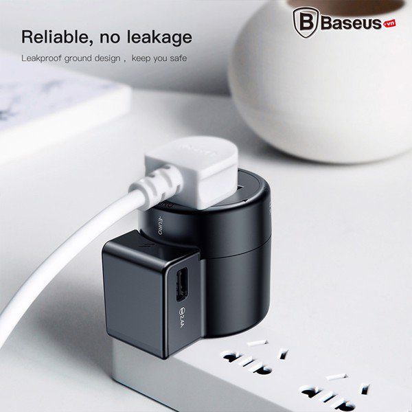 Đầu sạc Baseus Rotation Type Universal 2 USB 2.4A chân cắm xoay đa năng cho Smart phone - Table