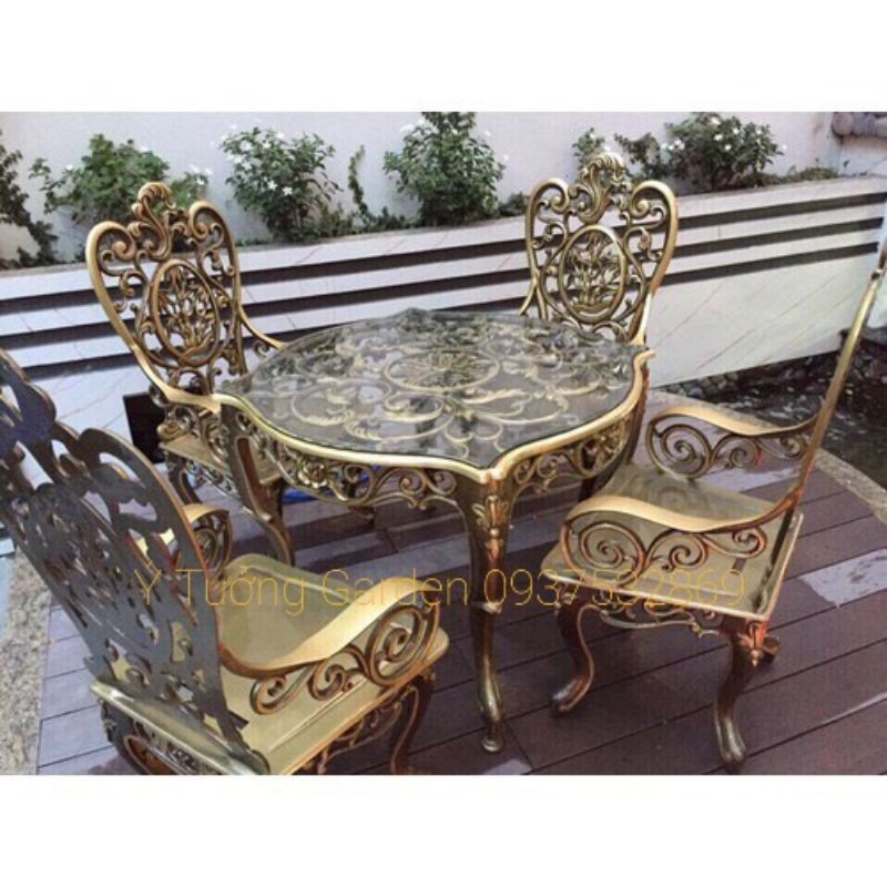 Bàn ghế sân vườn/Bàn ghế phòng khách nghệ thuật cổ điển(nhôm đúc cao cấp)