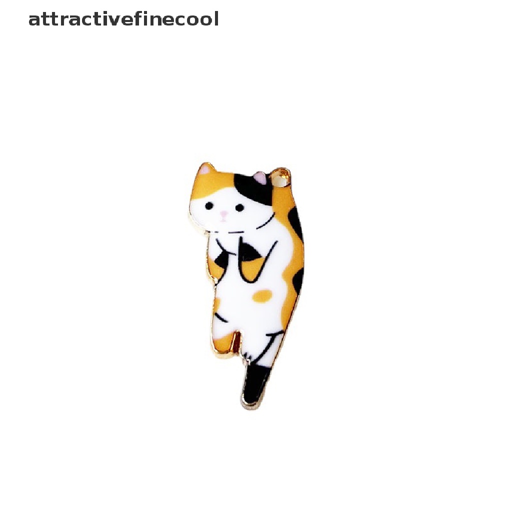 Mặt Dây Chuyền Hình Mèo Bằng Kim Loại Tráng Men Nhiều Màu Thời Trang DIY