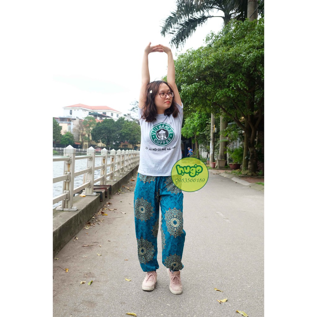 Quần lanh (quần alibaba) nam nữ họa tiết phom to 40 - 80kg nhiều màu - Hugo Shop | BigBuy360 - bigbuy360.vn