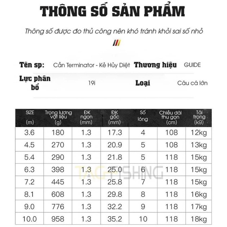 Cần cây tay Guide Kẻ Huỷ Diệt 19i săn hàng bảo hành 2 lóng 2 năm miễn phí