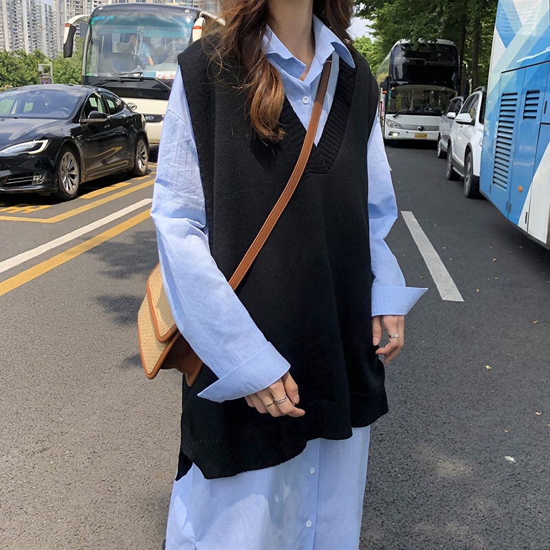 Áo gile len mỏng áo len ulzzang siêu xinh hàn quốc hàng Quảng Châu - GL08