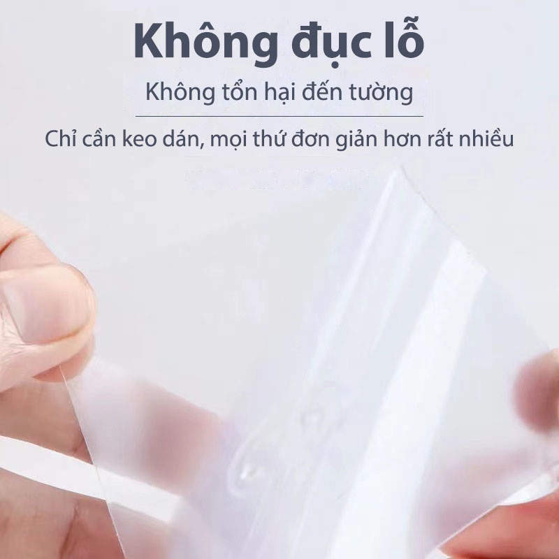 Móc treo quần áo gắn tường không cần khoan- thanh 6 móc treo đồ dán tường chịu lực